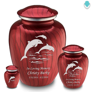 Keepsake Embrace Pearl Candy Red Dolphin Cremation Urn