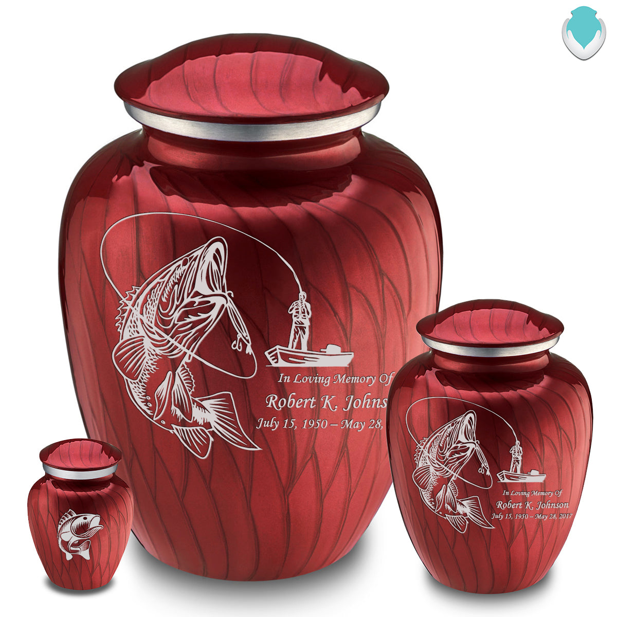 Medium Embrace Pearl Candy Red Fishing Cremation Urn