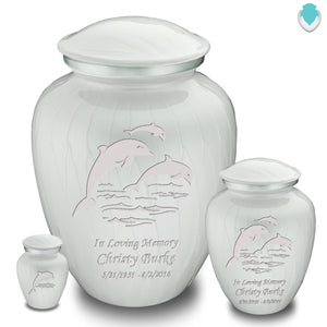 Keepsake Embrace Pearl White Dolphin Cremation Urn