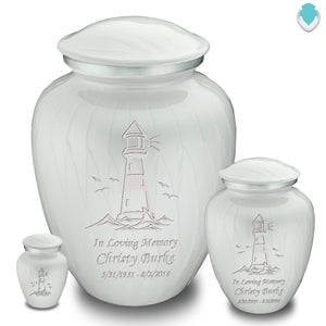 Keepsake Embrace Pearl White Lighthouse Cremation Urn