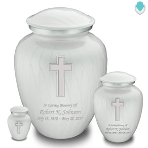 Keepsake Embrace Pearl White Simple Cross Cremation Urn