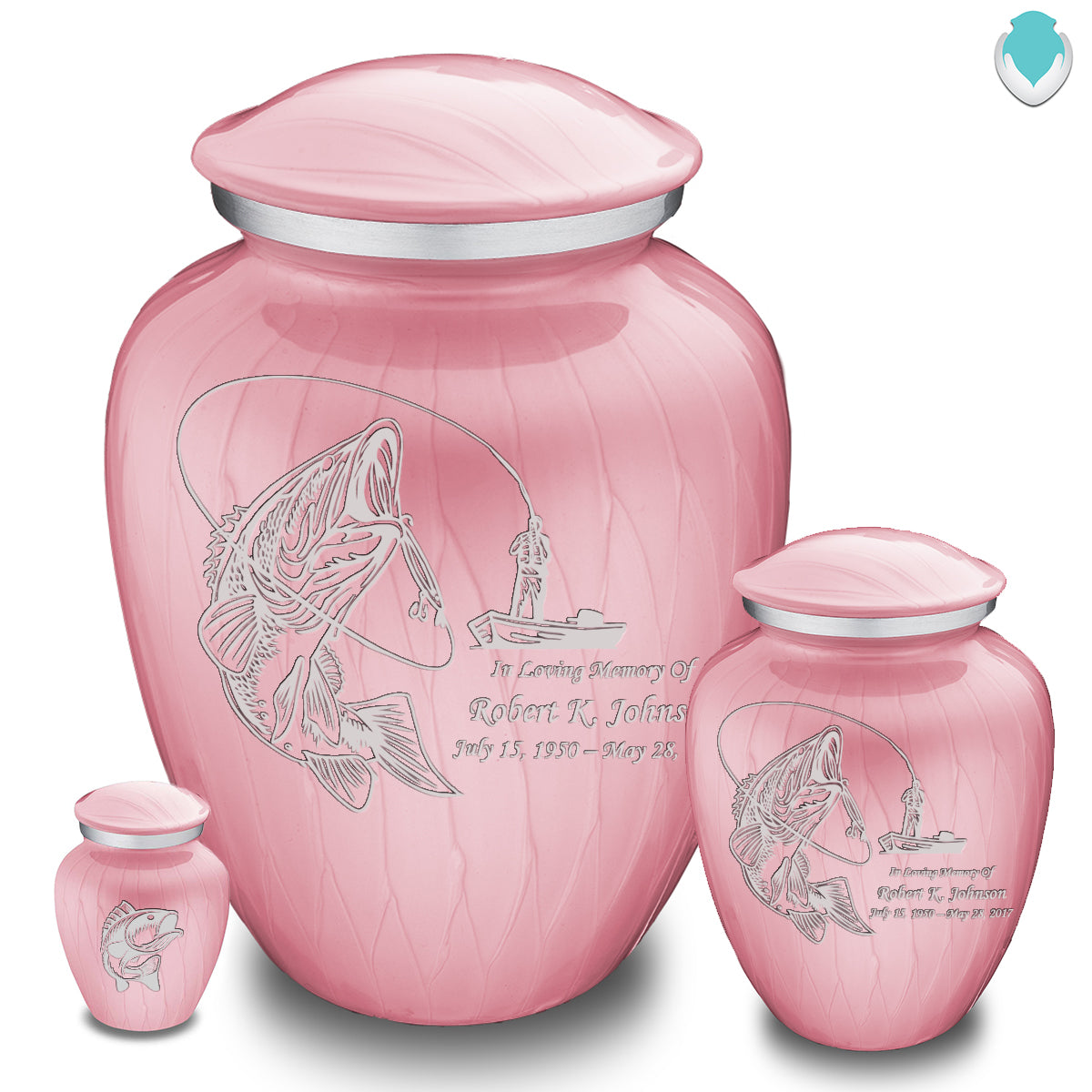 Adult Embrace Pearl Light Pink Fishing Cremation Urn