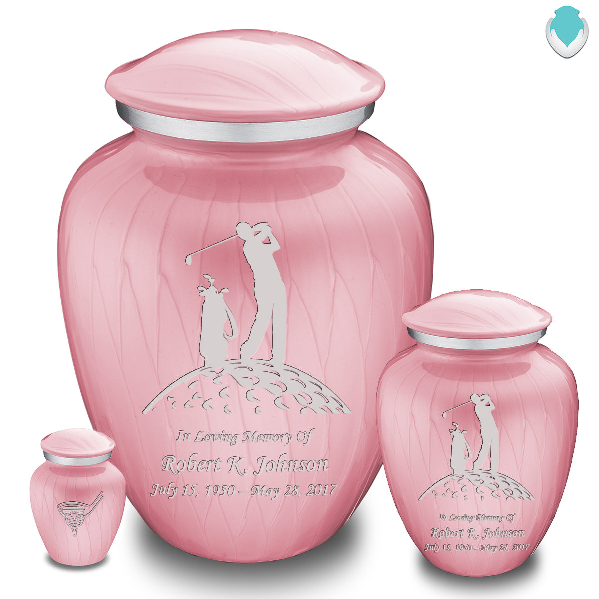 Medium Embrace Pearl Light Pink Golf Cremation Urn