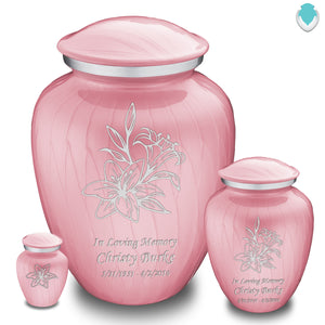 Medium Embrace Pearl Light Pink Lily Cremation Urn