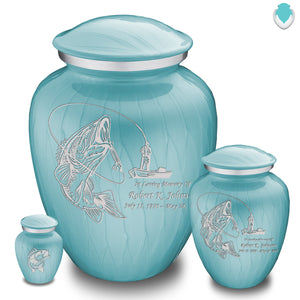 Adult Embrace Pearl Light Blue Fishing Cremation Urn