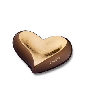 Heart Hammered Gold Bronze Cremation Urn