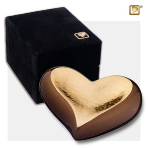 Heart Hammered Gold Bronze Cremation Urn