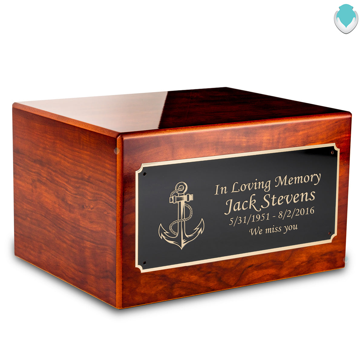 Custom Engraved Heritage Rosewood Adult Cremation Urn Memorial Box for Ashes