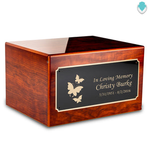 Custom Engraved Heritage Rosewood Adult Cremation Urn Memorial Box for Ashes