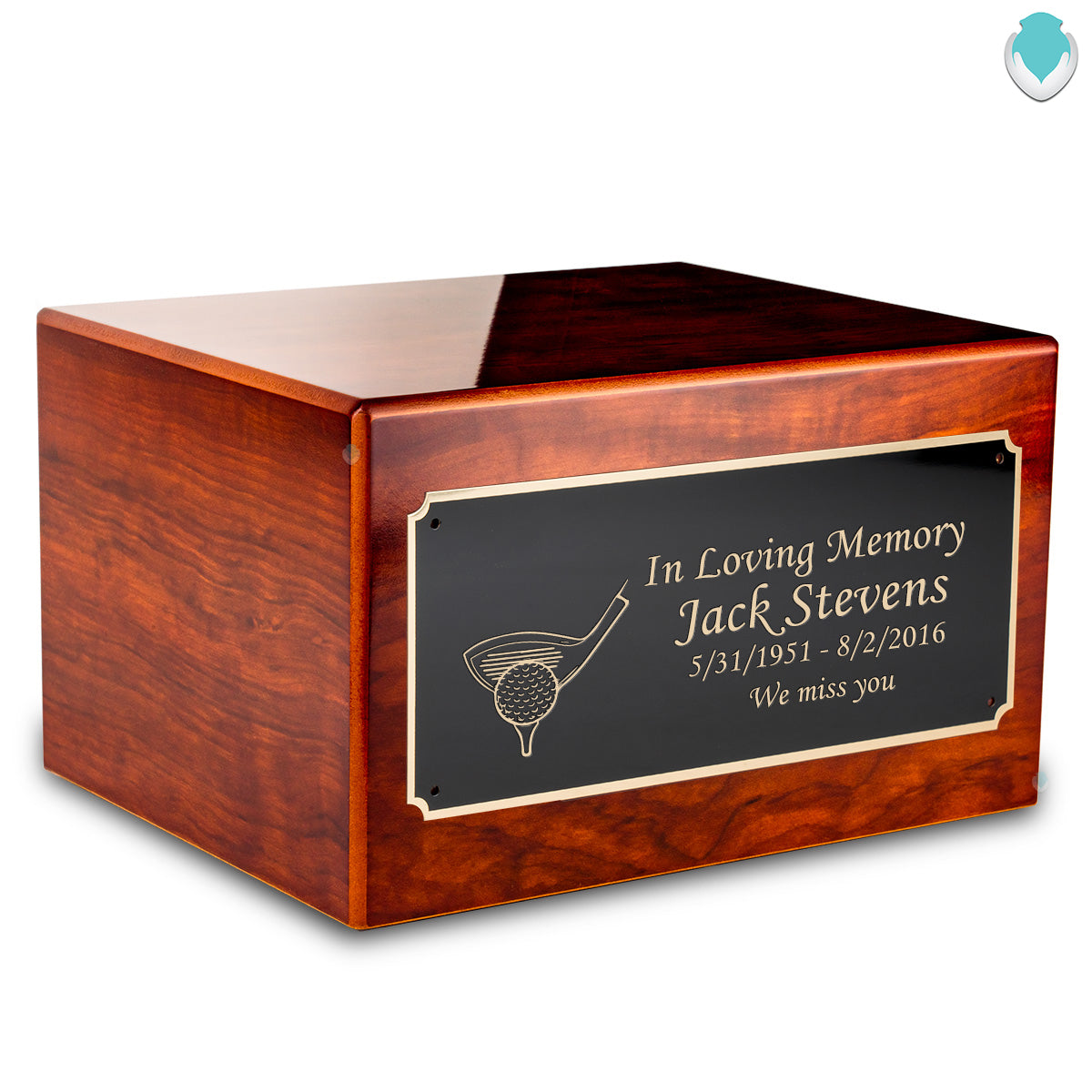 Custom Engraved Heritage Rosewood Adult Cremation Urn Memorial Box for Ashes