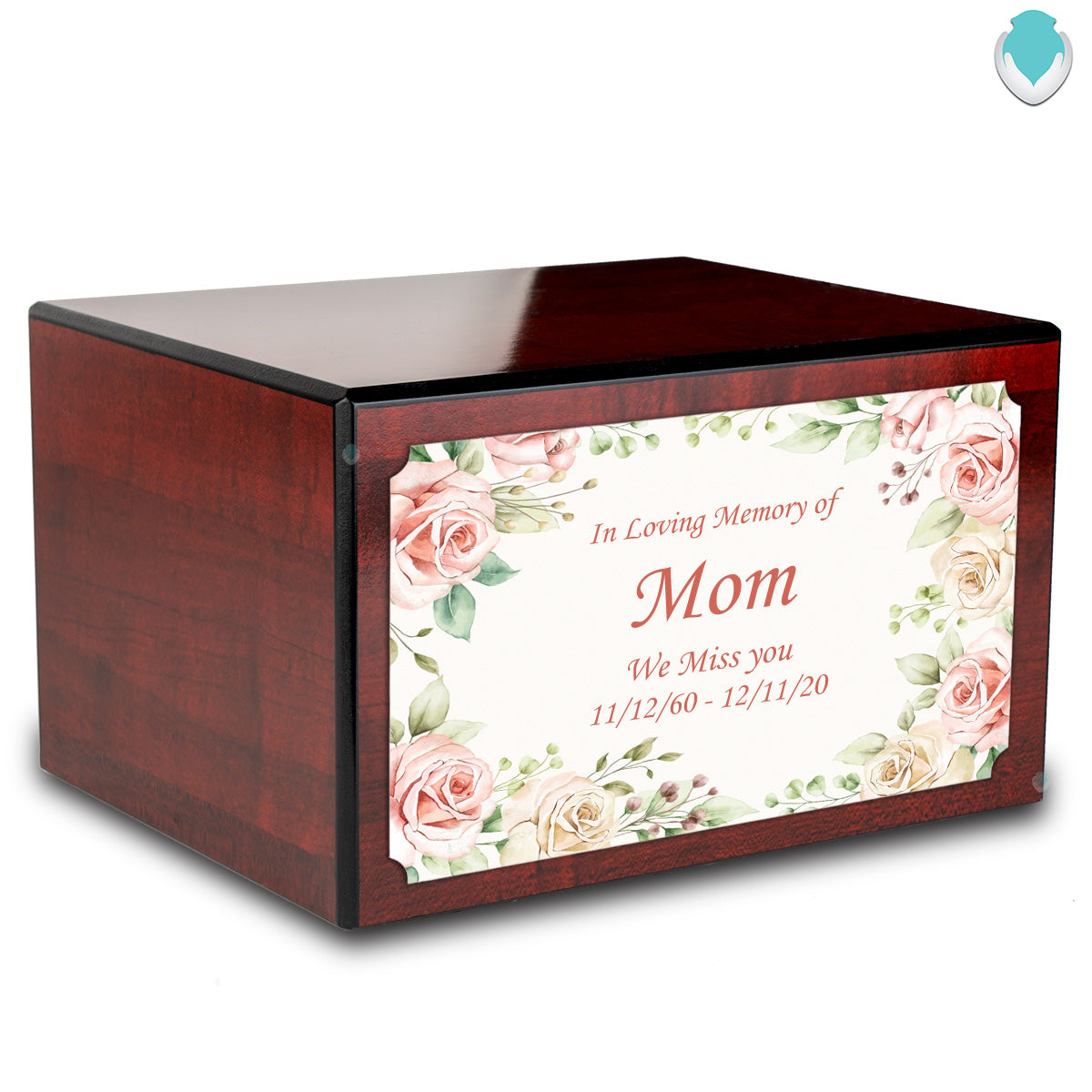 Custom Printed Heritage Cherry Flower Frame Wood Box Cremation Urn