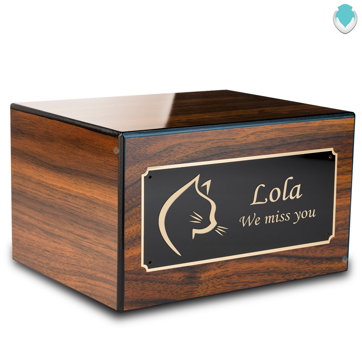 Heritage Walnut Cat Large Pet Cremation Box Urn