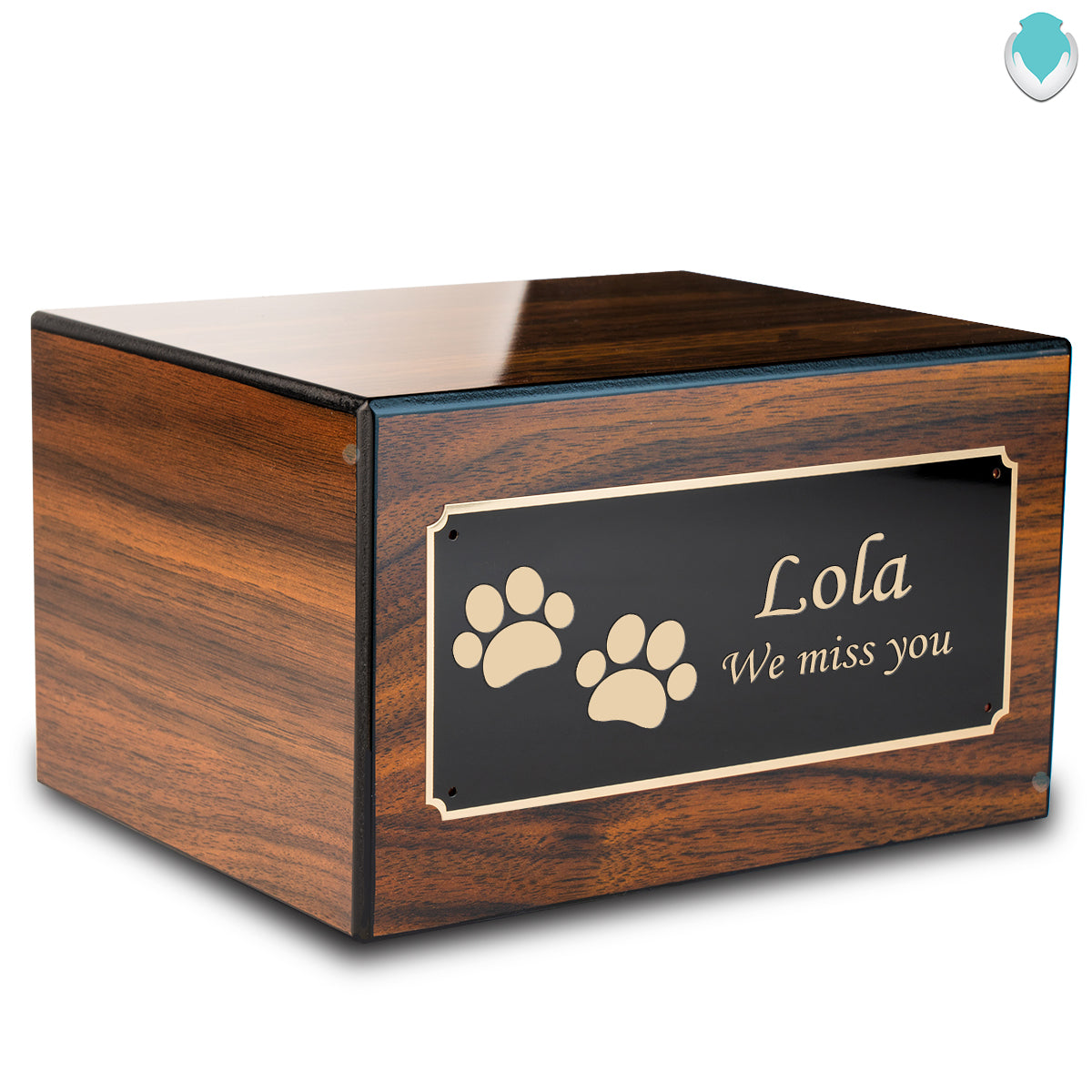 Heritage Walnut Walking Paws Large Pet Cremation Box Urn