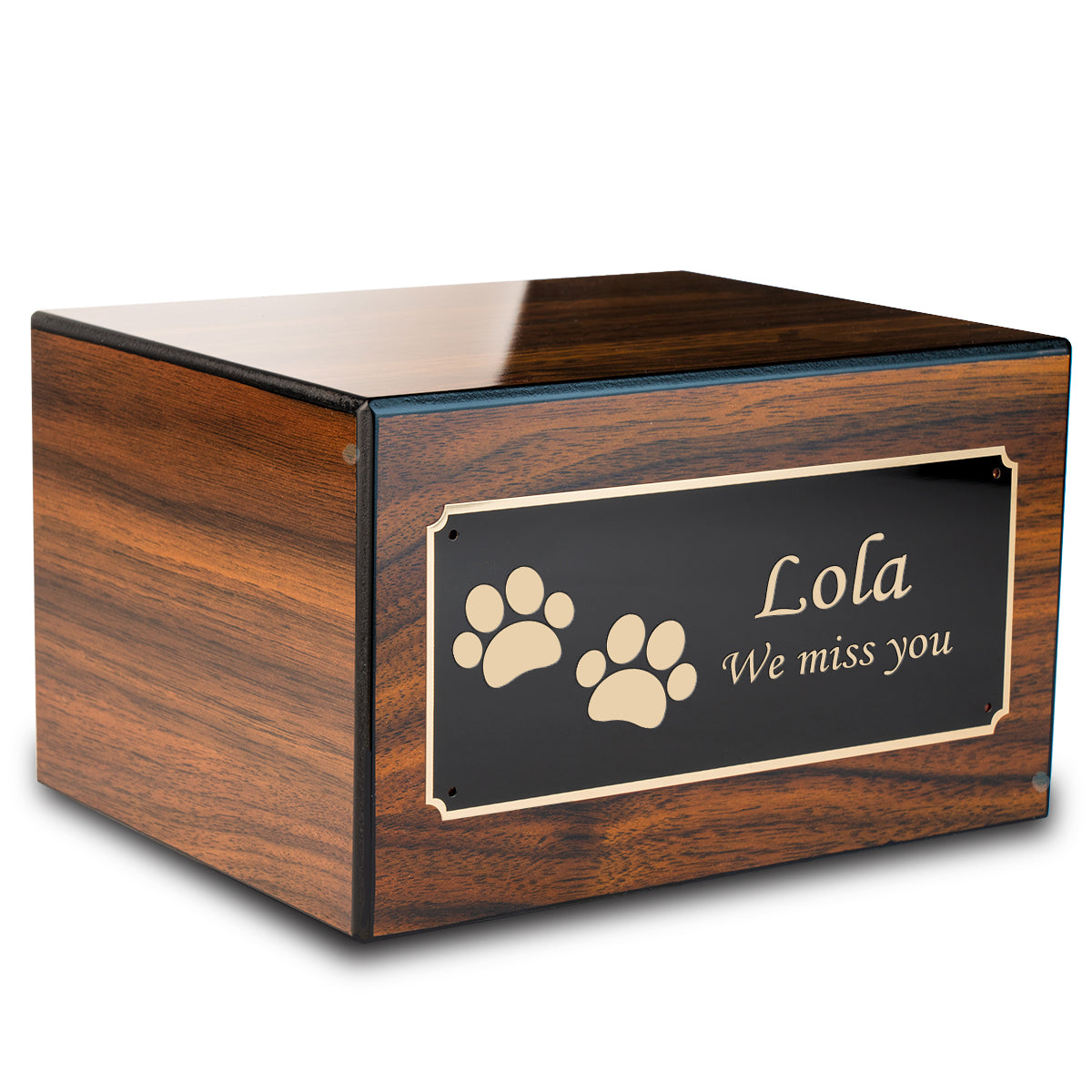 Heritage Walnut Walking Paws Large Pet Cremation Box Urn