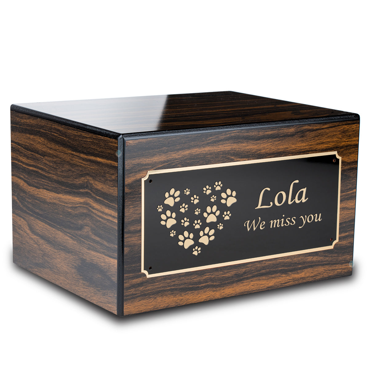 Heritage Espresso Heart Paws Large Pet Cremation Box Urn