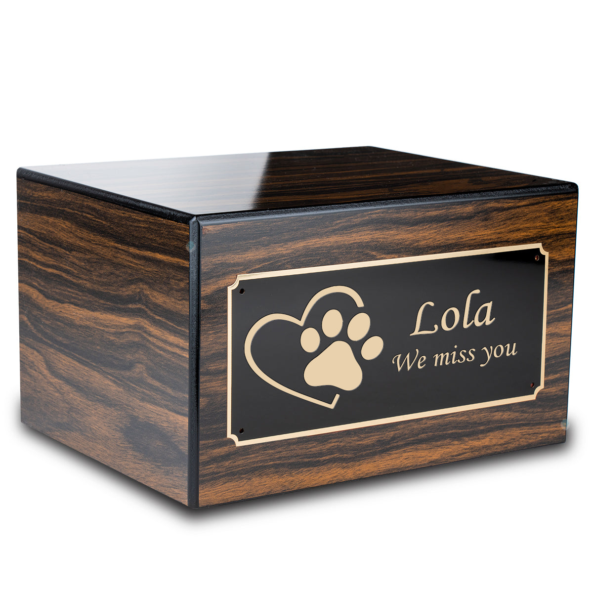 Heritage Espresso Single Paw Heart Large Pet Cremation Box Urn