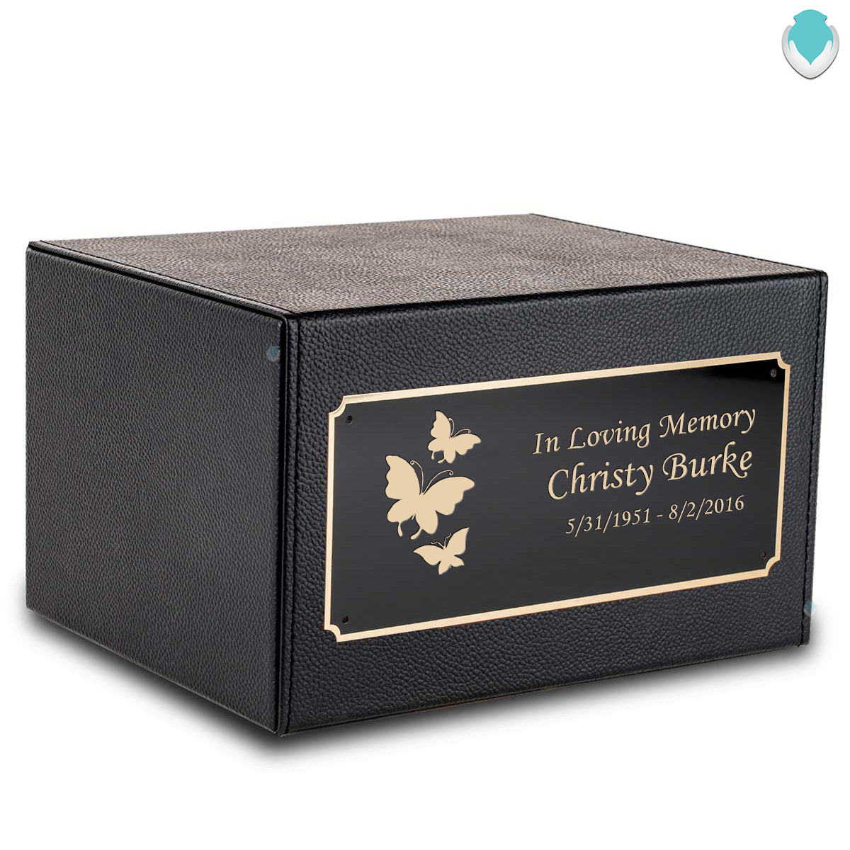 Custom Engraved Heritage Leather Adult Cremation Urn Memorial Box for Ashes