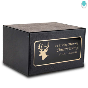 Custom Engraved Heritage Leather Adult Cremation Urn Memorial Box for Ashes