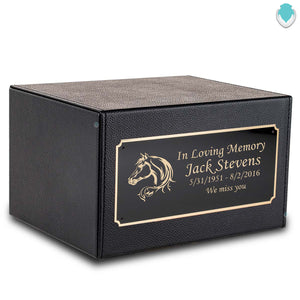 Custom Engraved Heritage Leather Adult Cremation Urn Memorial Box for Ashes