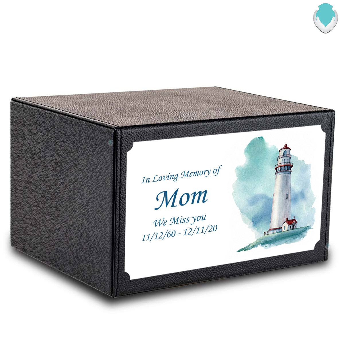 Custom Printed Heritage Leather Lighthouse Wood Box Cremation Urn