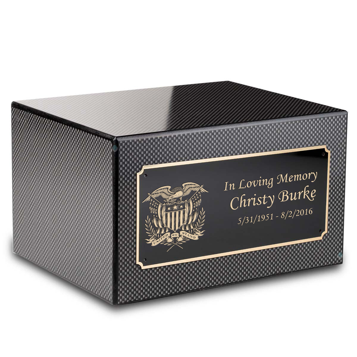 Custom Engraved Heritage Carbon Fiber Adult Cremation Urn Memorial Box for Ashes