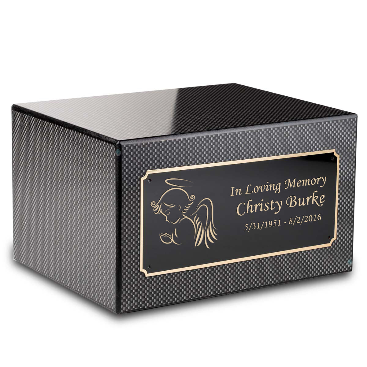 Custom Engraved Heritage Carbon Fiber Adult Cremation Urn Memorial Box for Ashes