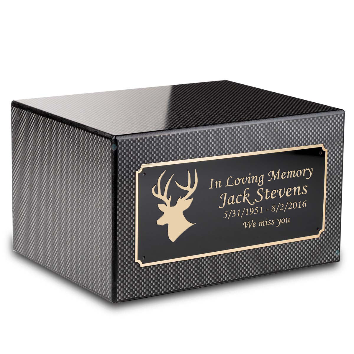 Custom Engraved Heritage Carbon Fiber Adult Cremation Urn Memorial Box for Ashes