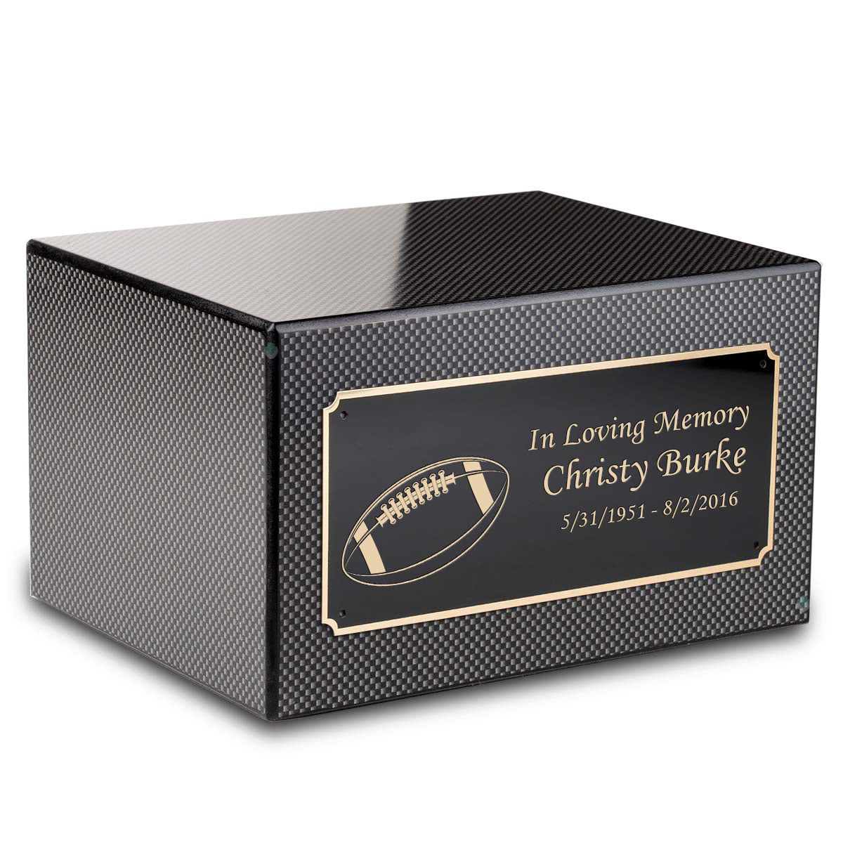 Custom Engraved Heritage Carbon Fiber Adult Cremation Urn Memorial Box for Ashes