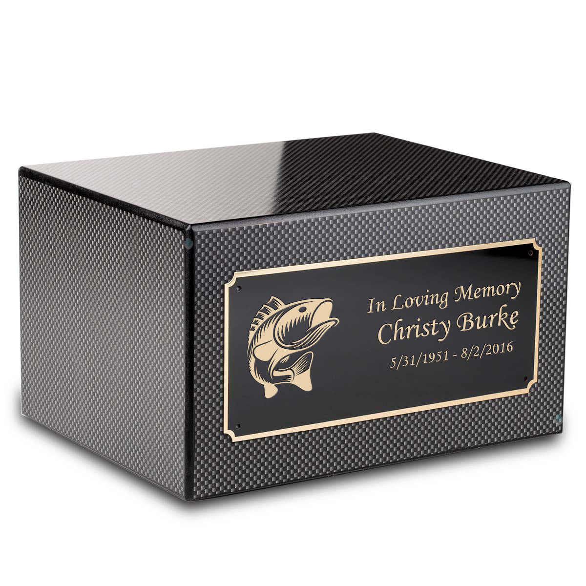 Custom Engraved Heritage Carbon Fiber Adult Cremation Urn Memorial Box for Ashes