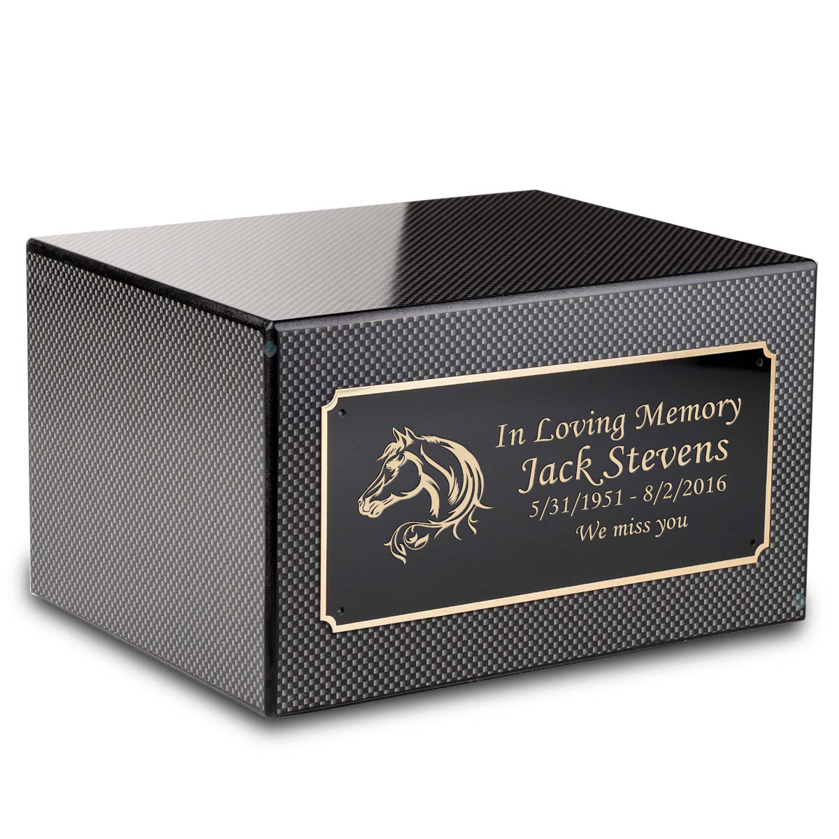 Custom Engraved Heritage Carbon Fiber Adult Cremation Urn Memorial Box for Ashes