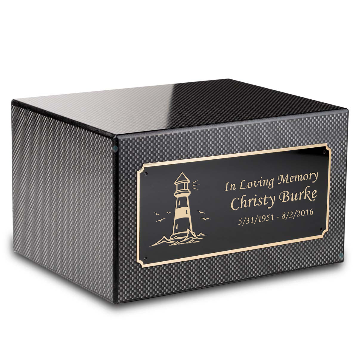 Custom Engraved Heritage Carbon Fiber Adult Cremation Urn Memorial Box for Ashes