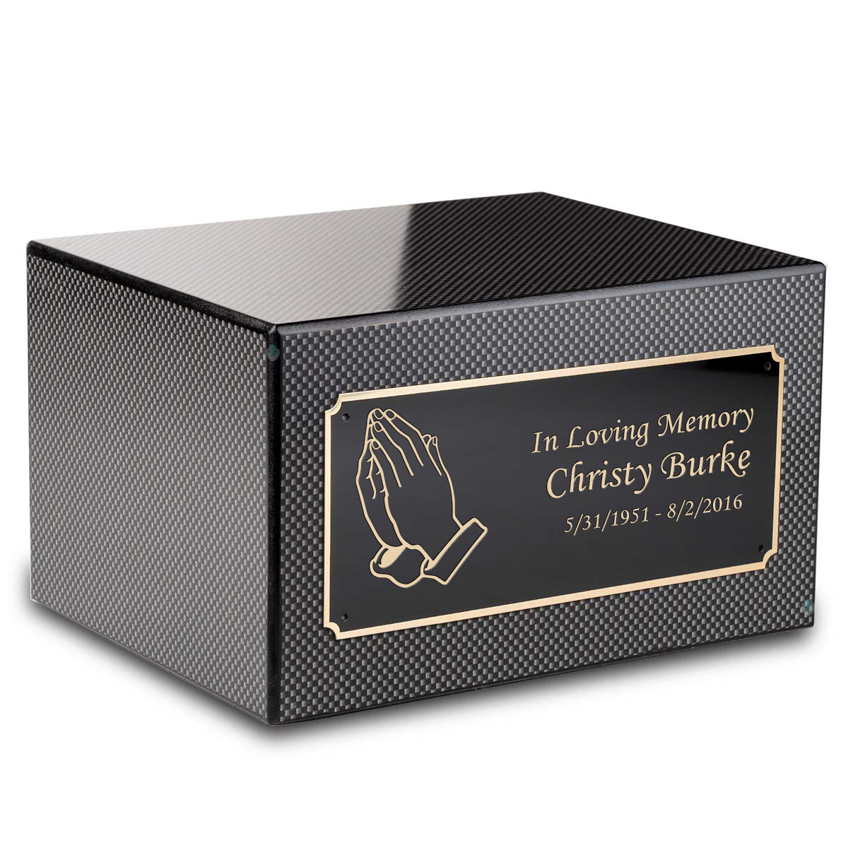 Custom Engraved Heritage Carbon Fiber Adult Cremation Urn Memorial Box for Ashes