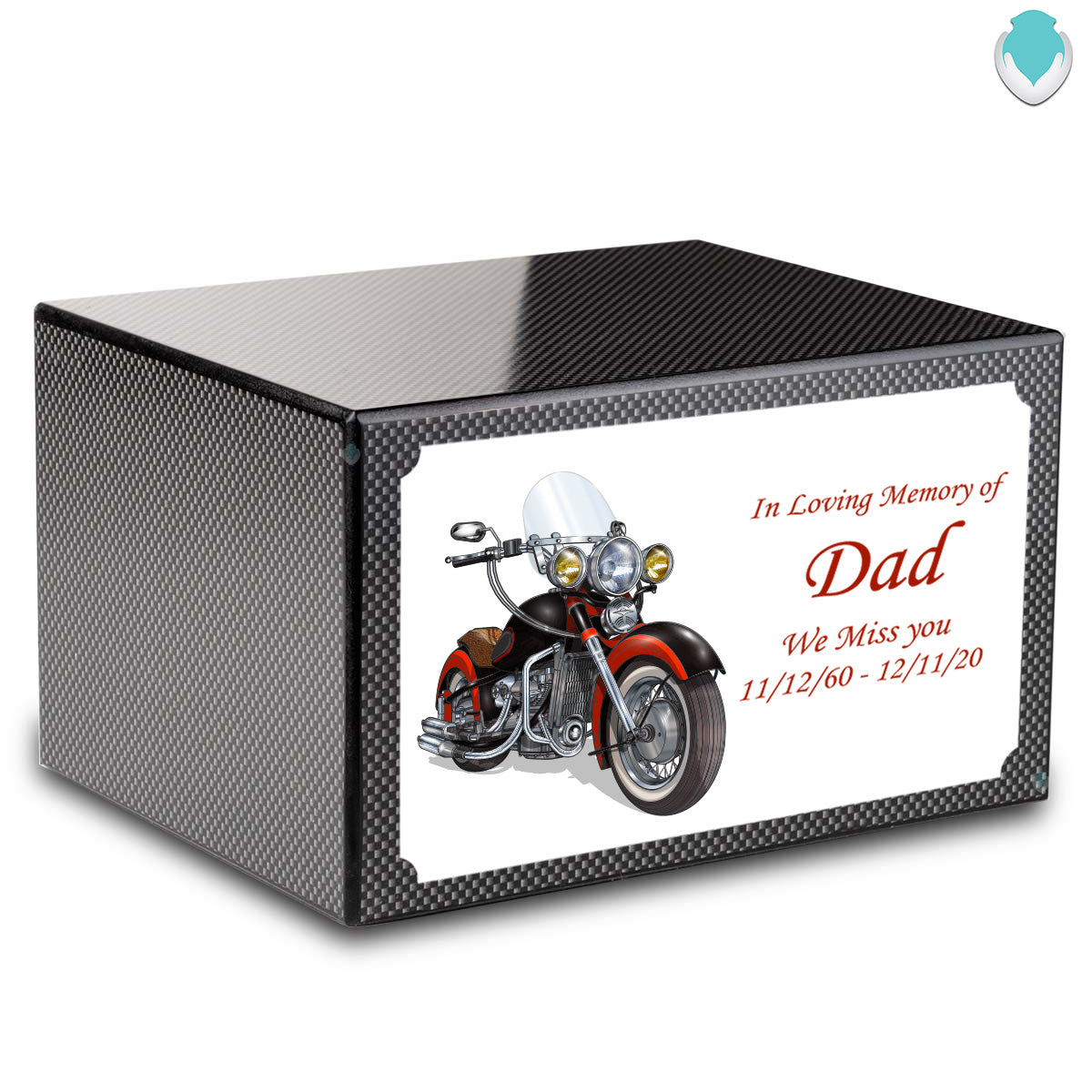 Custom Printed Heritage Carbon Fiber Motorcycle Wood Box Cremation Urn