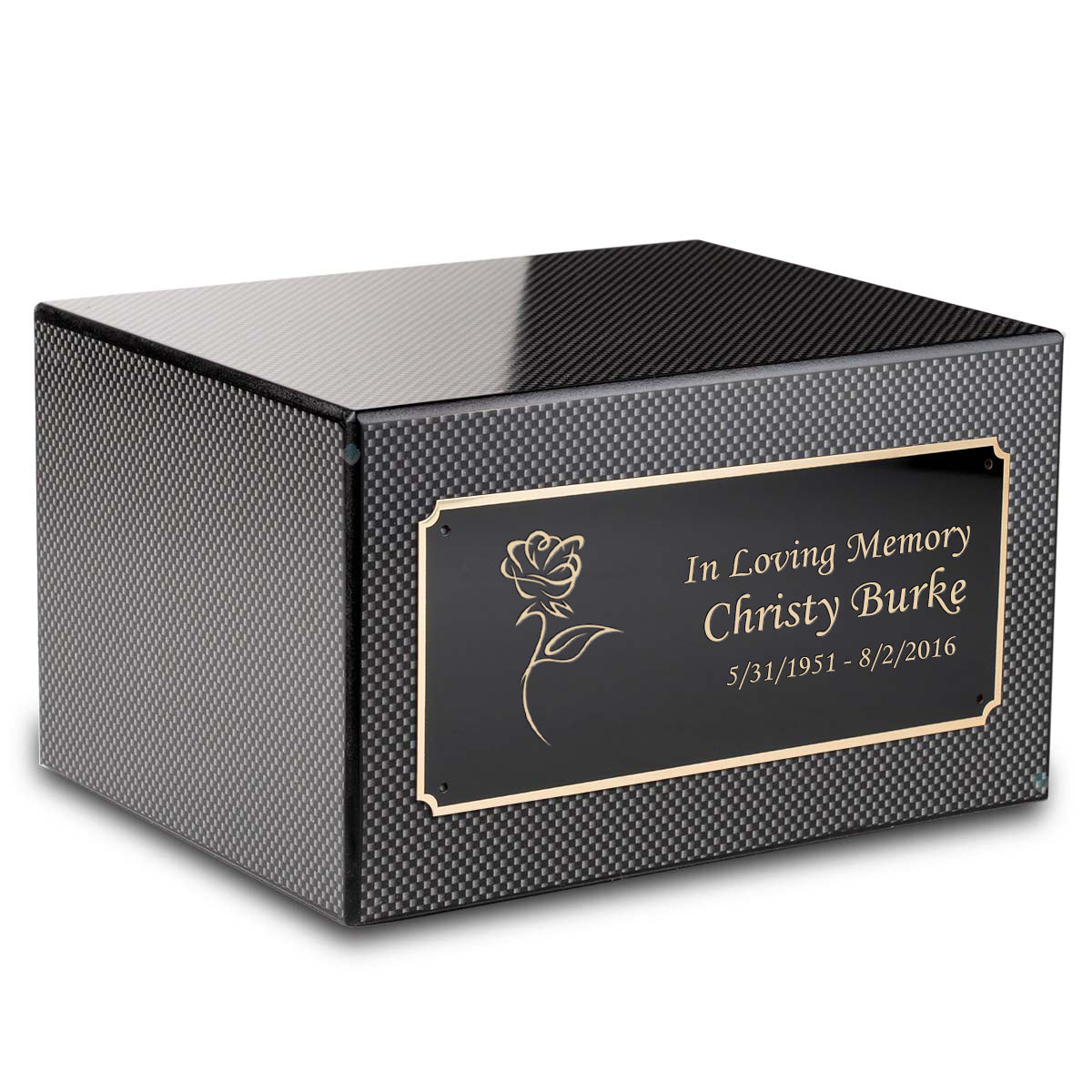 Custom Engraved Heritage Carbon Fiber Adult Cremation Urn Memorial Box for Ashes