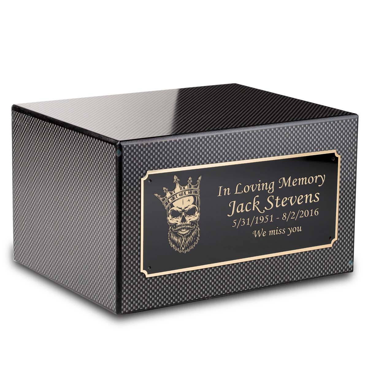 Custom Engraved Heritage Carbon Fiber Adult Cremation Urn Memorial Box for Ashes