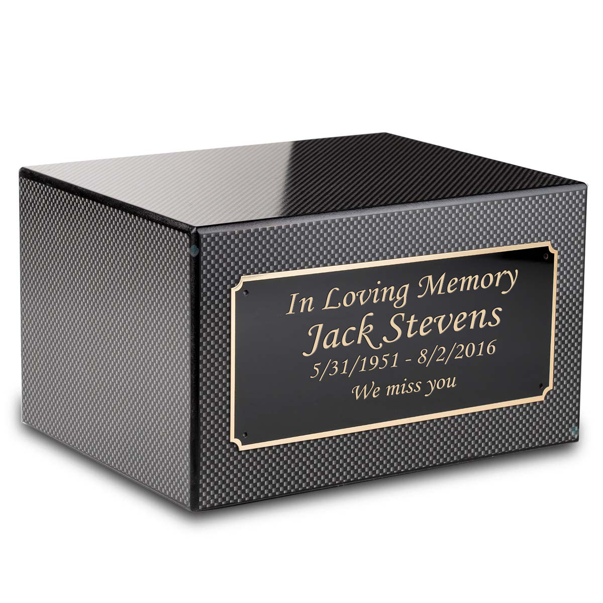 Custom Engraved Heritage Carbon Fiber Adult Cremation Urn Memorial Box for Ashes