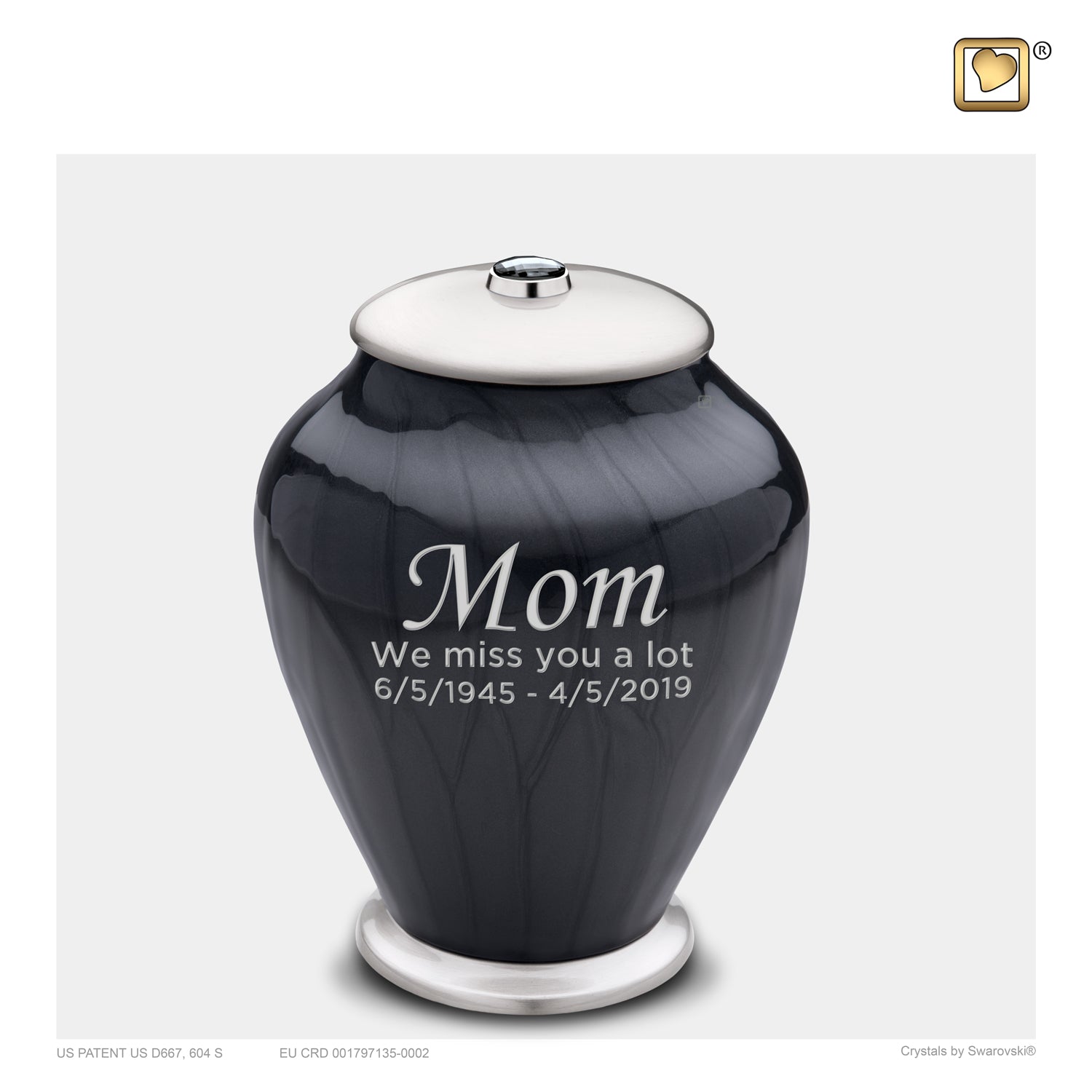 Medium Tall Simplicity Midnight Pearl Cremation Urn - COMFORT by LoveUrns