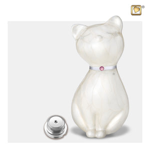 Princess Cat™ Shaped White Colored Pet Cremation Urn with Circular Cap