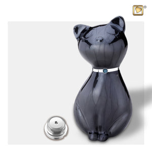 Princess Cat™ Midnight Black Colored Pet Cremation Urn with Circular Cap