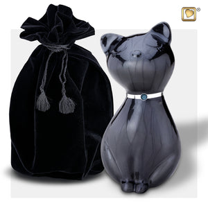 Princess Cat™ Midnight Black Colored Pet Cremation Urn with Urn Pouch