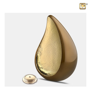 Medium TearDrop Hammered Gold Bronze Cremation Urn