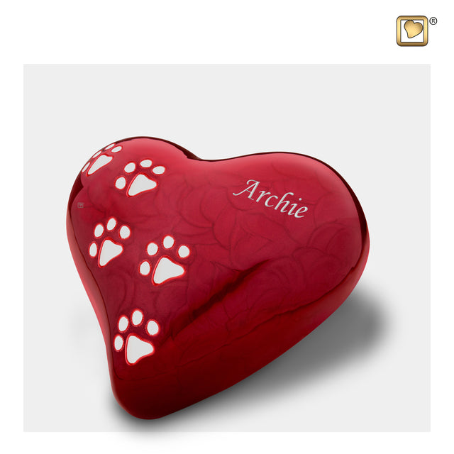 LovePawsª Heart Pearlesecent Red Medium Pet Cremation Urn