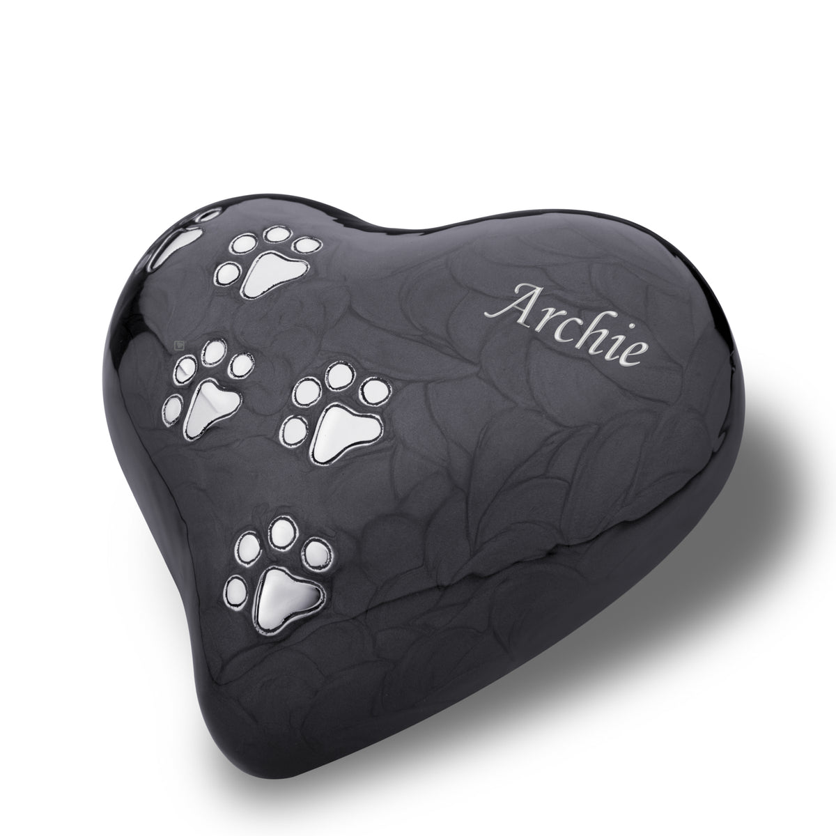 Large Heart Pet Urn Pearl Midnight & Brushed Pewter