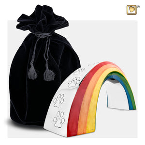 The Rainbow Bridge™ Shaped Large Pet Cremation Urn with Black Urn Pouch
