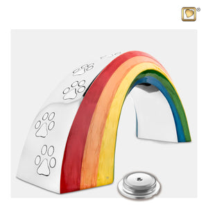 The Rainbow Bridge™ Shaped Small Pet Cremation Urn Opened with circular cap