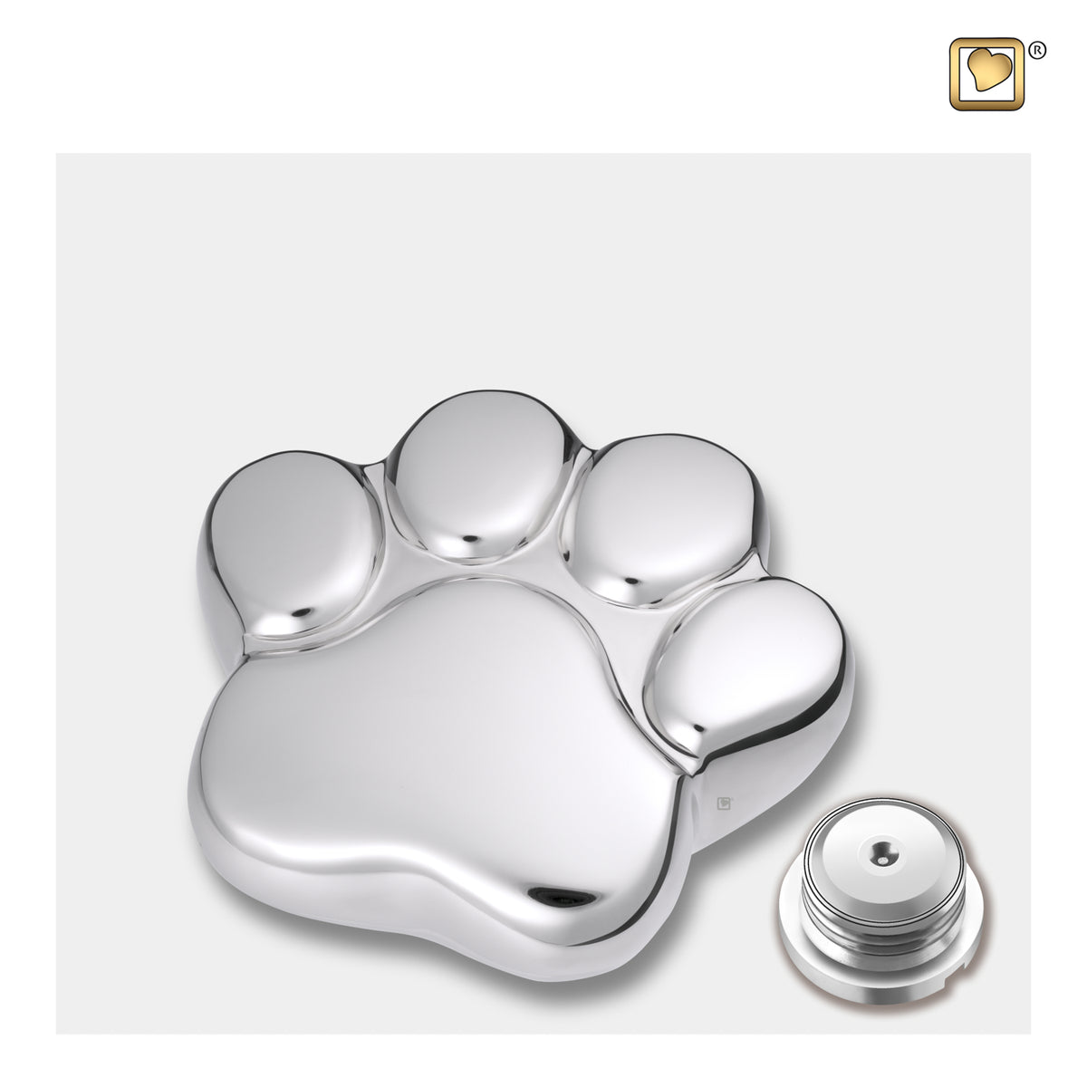 LovePaw Portrait Shiny Silver Keepsake Pet Cremation Urn