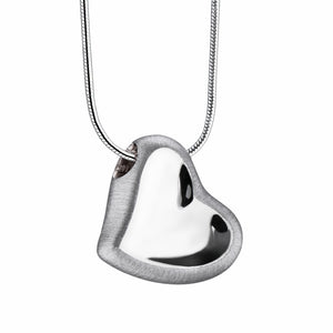 Leaning Heartª Two Tone Rhodium Plated Sterling Silver Cremation Pendant