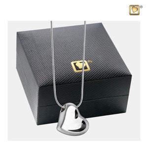 Leaning Heart™ Two Tone Rhodium Plated Sterling Silver Cremation Pendant