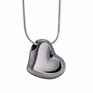 Leaning Heart™ Two Tone Ruthenium Plated Sterling Silver Cremation Pendant