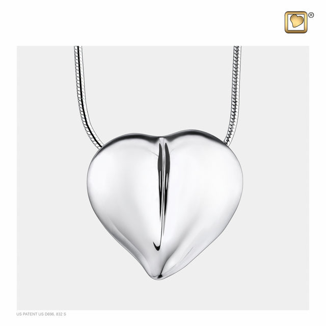LoveHeartª Rhodium Plated Sterling Silver Cremation Pendant